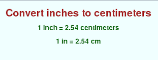 inches to cm