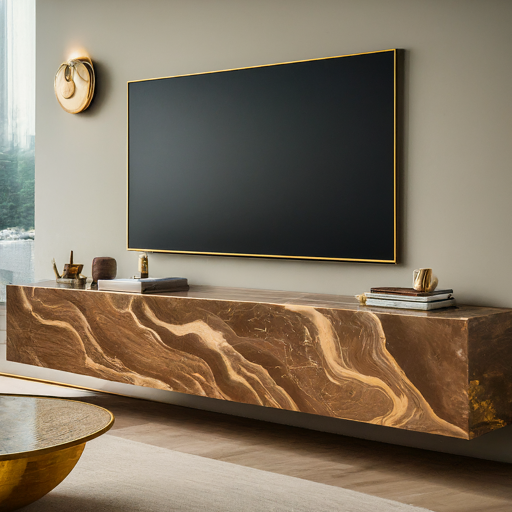 Modern marble floating TV cabinet design