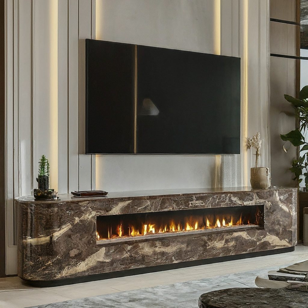tv cabinet design with fireplace