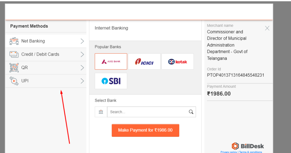 Tax payment method