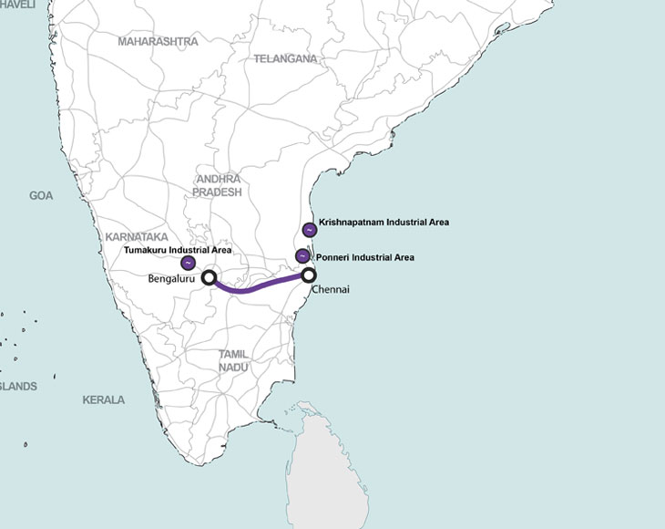 Chennai Bangalore industrial corridor project nodes