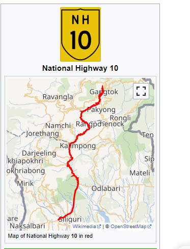 National Highway 10 Route map