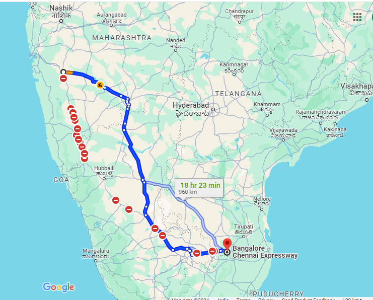 pune bangalore expressway route map