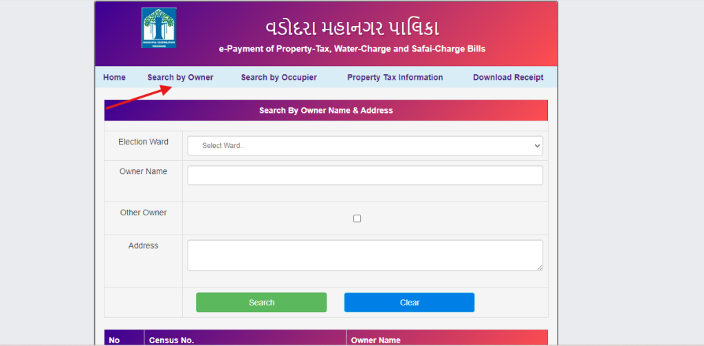 Vadodara property search by owner name